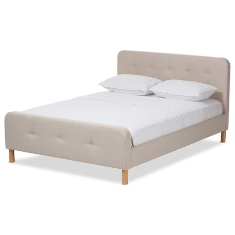 Baxton Studio Samson Upholstered Full Platform Bed in Light Beige