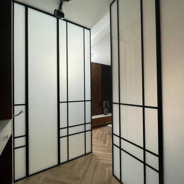 Art deco-style walk-in wardrobe