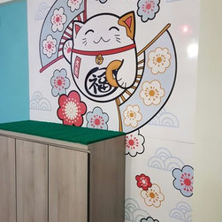 Maneki Neko The fortune Cat Mirror Overlay - Prints & Posters
