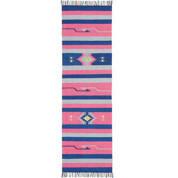 Nourison Baja Pink/Blue Area Rug, 2'3"x7'6"