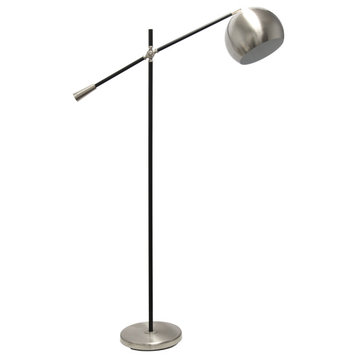 Elegant Designs Matte Black Pivot Arm Floor Lamp, Brushed Nickel