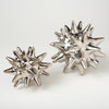 Luxe Silver Metallic Spiked Ceramic Ball 5.5" Sea Urchin Decorative Sculpture