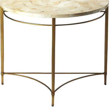 Marlena Cabebe Shell Demilune Console Table - Gold