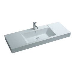 ADM Bathroom Design - ADM Rectangular Stone Resin Countertop Sink, White, 47" - Bathroom Sinks