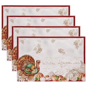 Holiday Turkey Bordered Fall Placemat, Set of 4