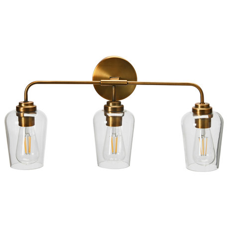 Robert Stevenson Lighting Holden Glass 3-Light Vanity Light, Brushed Bronze