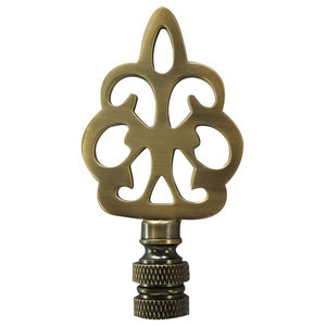 Polished Brass Royal Designs Center Cross Filigree Lamp Finial 