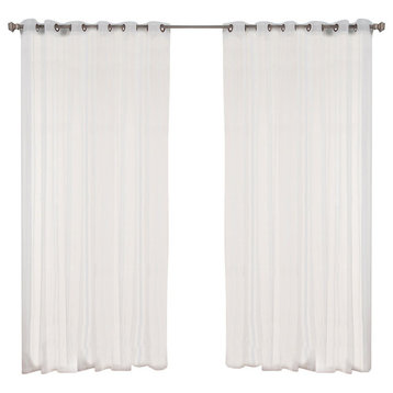 White Wide Width Tulle Lace Sheer Curtain, White