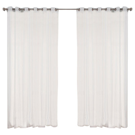 White Wide Width Tulle Lace Sheer Curtain, White