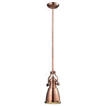 Elk Home - Chadwick Antique Copper 1-Light Pendant - The Chadwick Collection Reflects The Beauty Of Hand-Turned Craftsmanship Inspired By Early 20Th Century Lighting And Antiques That Have Surpassed The Test Of Time. This Robust Collection Features Detailing Appropriate For Classic Or Transitional Decors. White Glass Compliments The Various Finish Options Including Polished Nickel, Satin Nickel, And Antique Copper. Amber Glass Enriches The Oiled Bronze Finish.