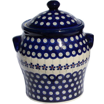 Polish Pottery Large Canister, Pattern Number: 166a