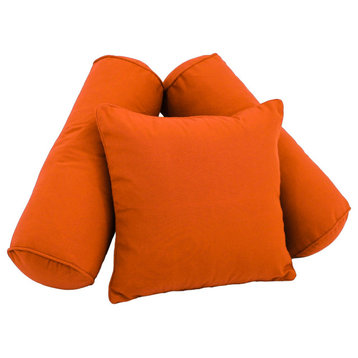 Double-Corded Solid Twill Throw Pillows With Inserts, Set of 3, Tangerine Dream