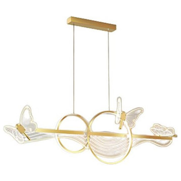 MIRODEMI® Aigle | Gold Butterfly Chandelier for Dining Room, Gold, Cool Light