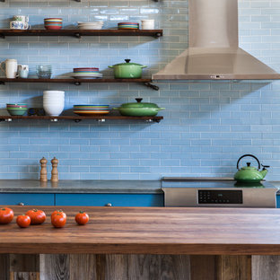 75 Beautiful Blue Kitchen With Concrete Countertops Pictures