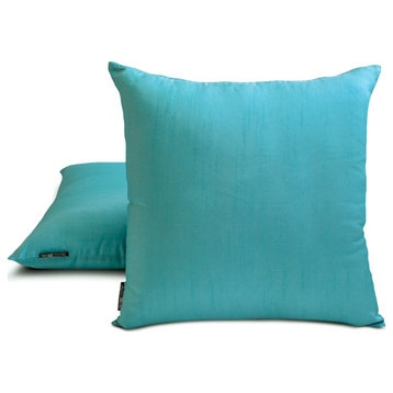 Art Silk 12"x22" Lumbar Pillow Cover Set of 2 Plain & Solid - Sea Green Luxury