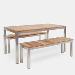 Wintons Teak Tandem SS Dining Set - Outdoor Dining Sets