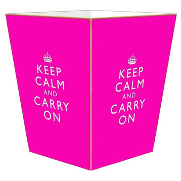 Hot Pink Keep Calm and Carry On Wastepaper Basket