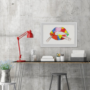 "Lip Paint" Framed Painting Print
