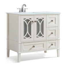 Offset Bathroom Vanities Houzz Simpli Home Ltd Paige Bath Vanity With White Quartz Marble Top 36