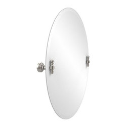 Retro-Wave Collection 21 in. x 29 in. Frameless Oval Tilt Mirror with Beveled Ed - Bathroom Mirrors