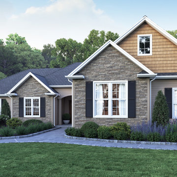 Atlas Stone™ in Dakota, Portsmouth™ S7 Shake in Honey Oak, Exterior Porfolio® Ma