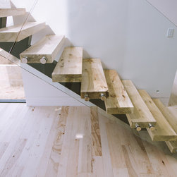 Bleached Southern Pecan stairs. - Wood Flooring