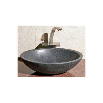 Oval Bathroom Sink, 18″ W, Black Granite