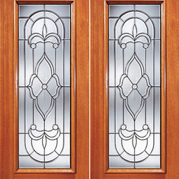 Crown Pattern Beveled Glass Exterior Double Door, Full lite - Front Doors