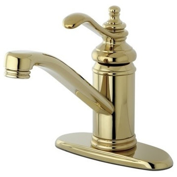 Kingston Brass Single-Handle Bathroom Faucet With Push Pop-Up, Polished Brass