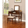 Classic Vanity Set, Large Table With Flip Up Mirror & Cushioned Stool, Walnut