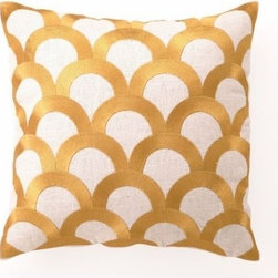 Citron Scales Linen Embroidered Pillow - Decorative Pillows