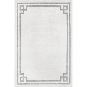 nuLOOM Imani Classic Border Traditional Striped Area Rug, Gray 5'x7'5"