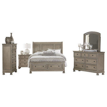 5-Piece Bradway E King Storage Bed, Dresser, Mirror, Nightstand, Chest Natural