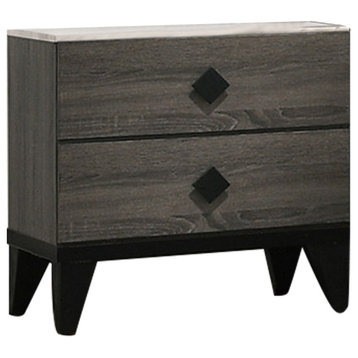 Nightstand With 2 Drawers Storage, Grey