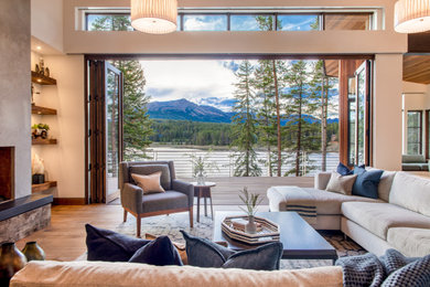 Mountain style living room photo in Denver
