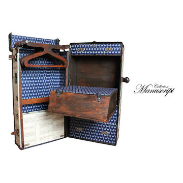 Wardrobe Steamer Trunk Antique Florentine Manuscript Custom
