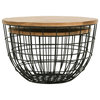Rondo Nested Storage Solid Wood and Metal Basket Coffee Tables (Set of 2)