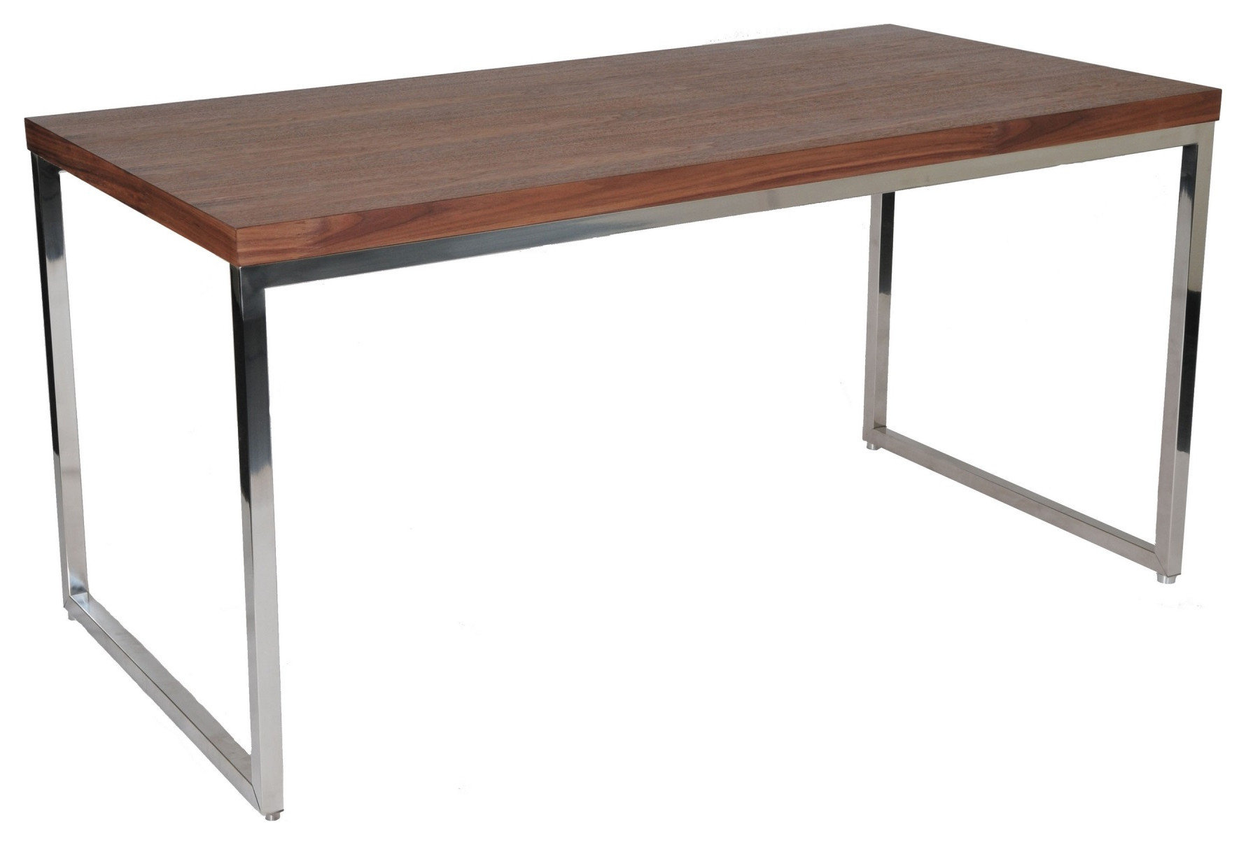 Rami 59 Inch Office Desk, Rectangular Top, Walnut Brown Wood, Steel ...