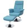 Dallas Chair & Ottoman, Turquoise Blue Linen
