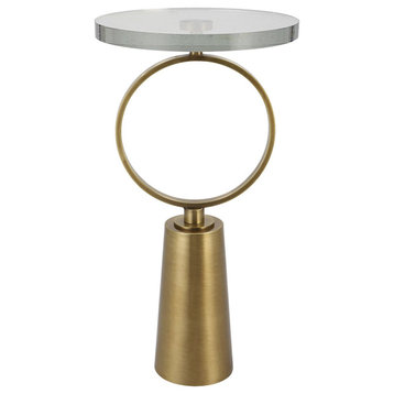 Uttermost 25178 Ringlet 13" Diameter Glass Top Steel Pedestal - Antique Brass