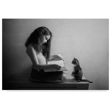 Mirjam Delrue 'Reading Cat' Canvas Art, 32"x22"