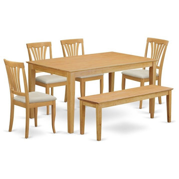 6-Pc Dinette Set, Kitchen Dinette Table And 4 Dining Chairs Plus Wooden Bench