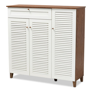 Websterson 11 Shelf Shoe Storage Cabinet White Walnut With Drawer