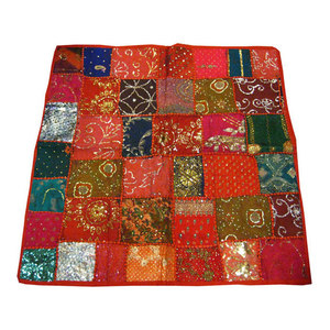 Mogul Interior - Vintage Table Cloths Red Sari Wall Tapestry - Tapestries