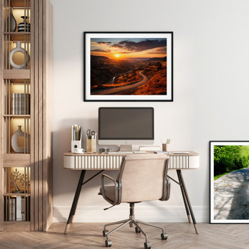 A Tranquil Trail Photorealistic Digital Artwork Rustic Farmhouse Style Wall Art