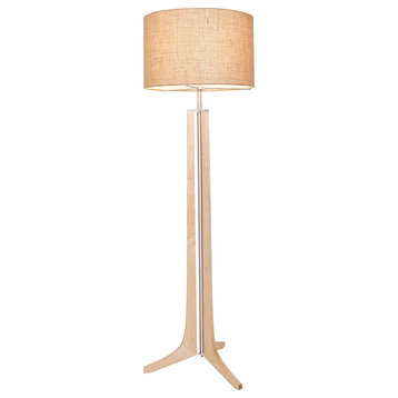 Forma - LED Floor Lamp - Burlap Shade, Wood: Maple, Brushed Aluminum