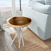 East at Main Merrill White Round Teakwood Accent Table