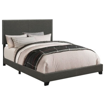 Bowery Hill Transitional Fabric California King Low Profile Bed in Charcoal