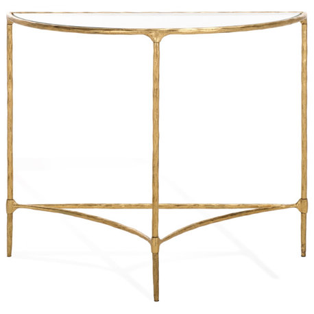 Safavieh Couture Isabellina Half Moon Console, Brass/Clear