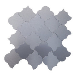 GL Stone Tile - Moroccan Style Aluminum Peel and Stick Mosaic Tile 11"x11", Silver, 22 Sheets - Mosaic Tile